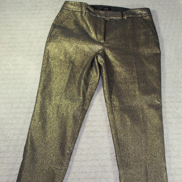 NWT White House Black Market Dress Pants Sz.8 Metallic Slim Ankle Style570245858 - Picture 1 of 6